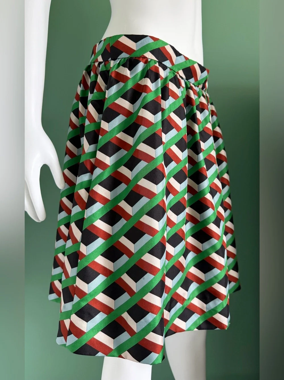 J. Crew Ratti Graphic Diamond Print Silk Skirt